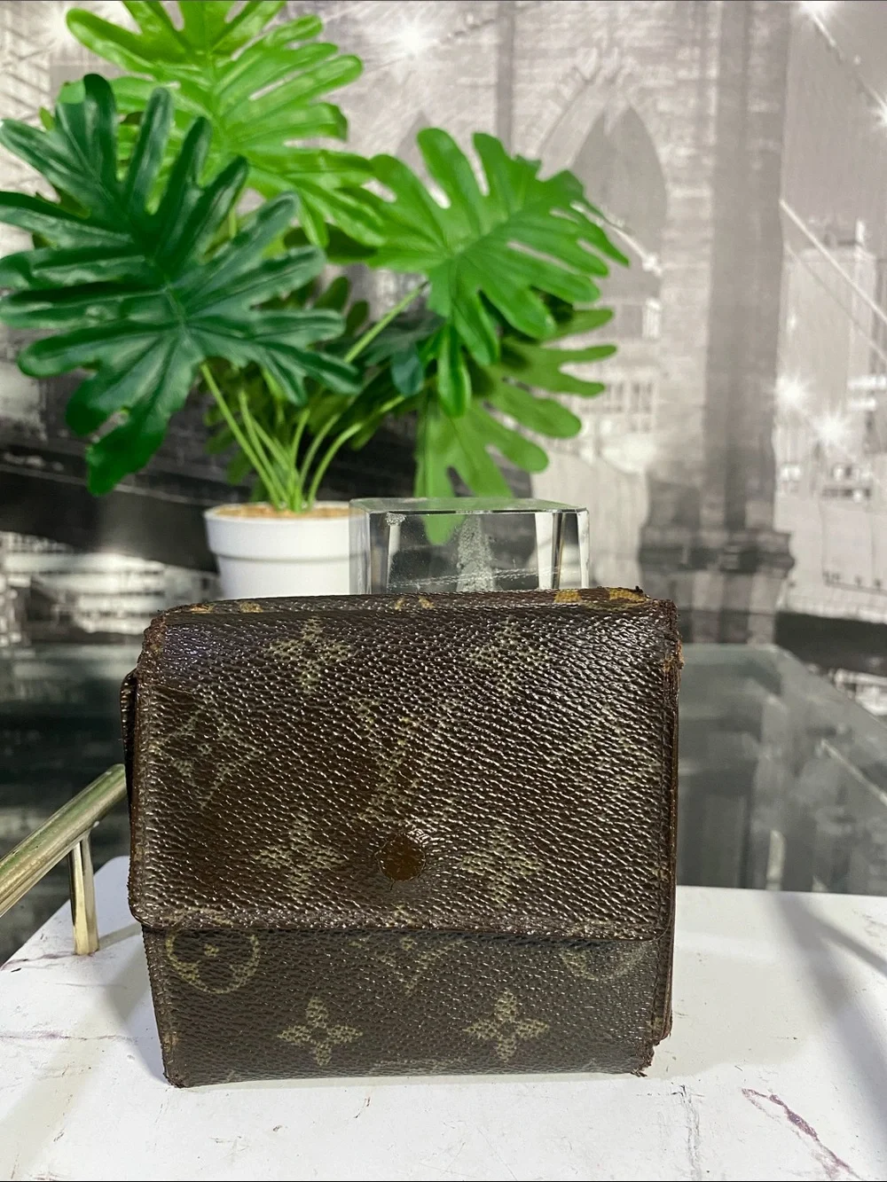 Louis Vuitton Brown Monogram Canvas Gold Chain Shoulder Bag